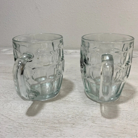 SET 2 Cheers Beer Mug Clear Dimpled Glass Stein 16oz. Boston - Picture 2 of 5